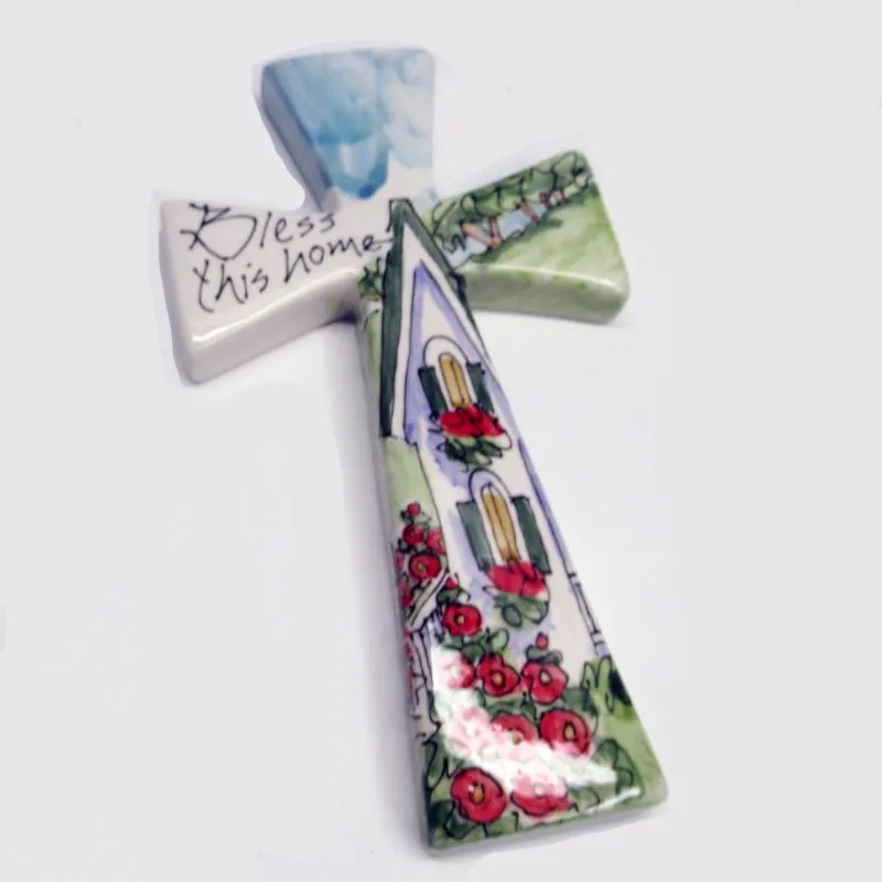 Celebration Pottery Cross - Bless This Home