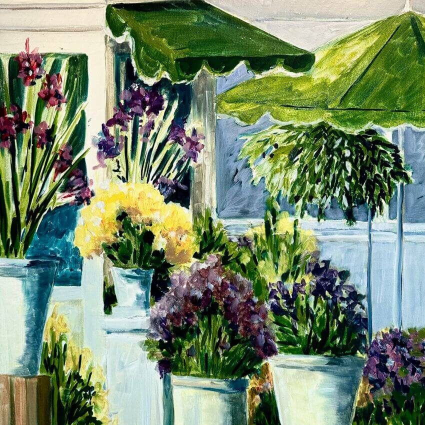 Flower Stand in Toulouse – Original Oil Painting