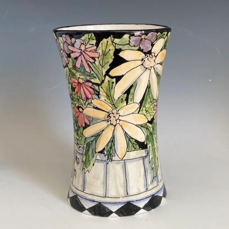 Celebration Pottery Vase - Coneflowers