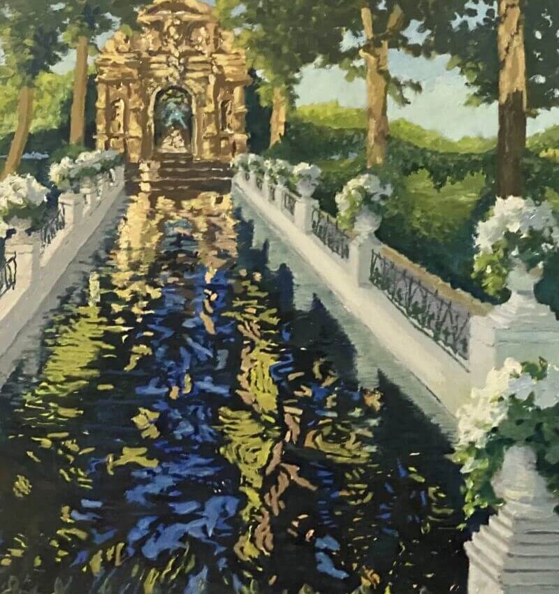 Medici Fountain, Luxembourg Garden – Original Oil Painting