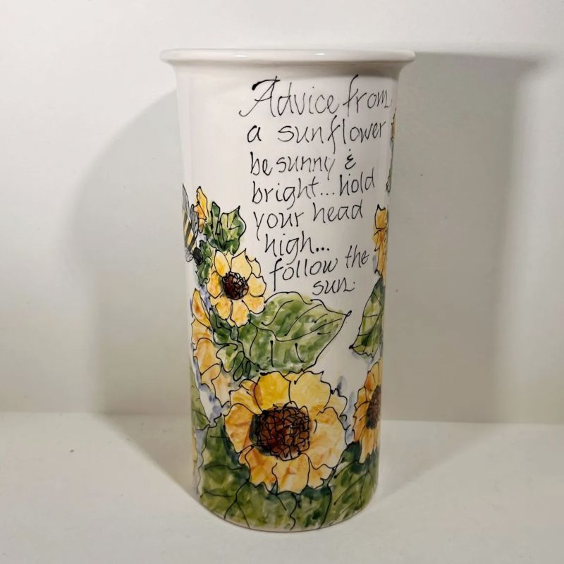 Celebration Pottery Utensil Jar - Sunflowers
