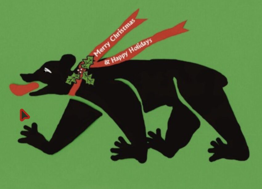 Black bear silhouette on green background